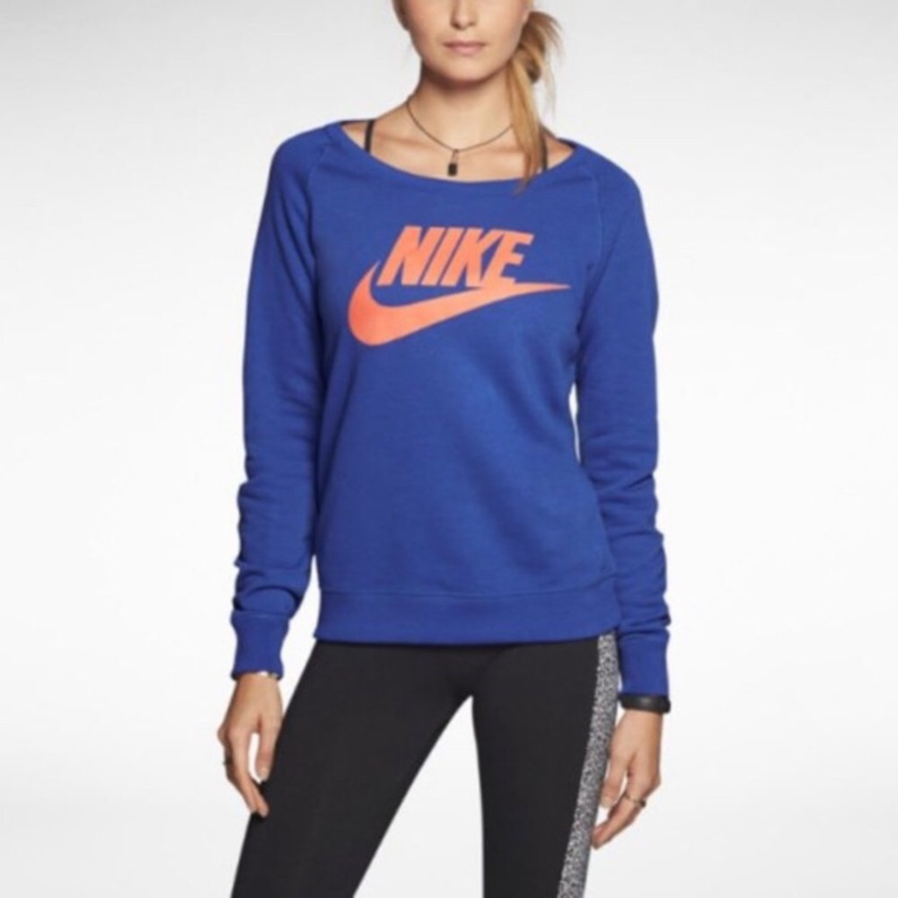 Nike Rally sweatshirt scoop neck bright aqua size small swoosh logo